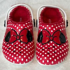 CROCS Red White Polka Dot Kids Clogs with Black Bow